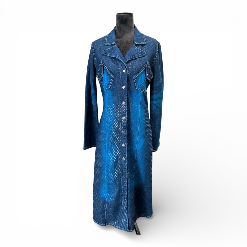 Vintage‎ Baby Phat Y2K Denim Maxi Dress XL Metallic Print